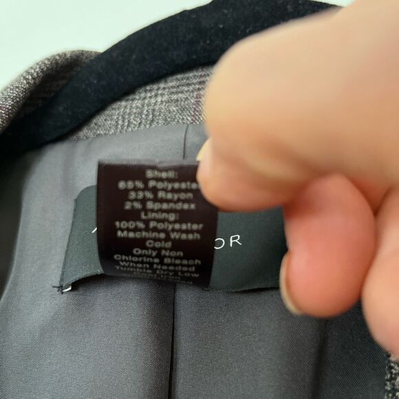 Ann Taylor brown/light squares long vest, one button fastener, side pockets, S - Picture 6 of 11